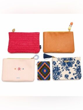 ipsy Cosmetic Pouch Set in Hot Pink, Tan, Navy, Cream, Blush